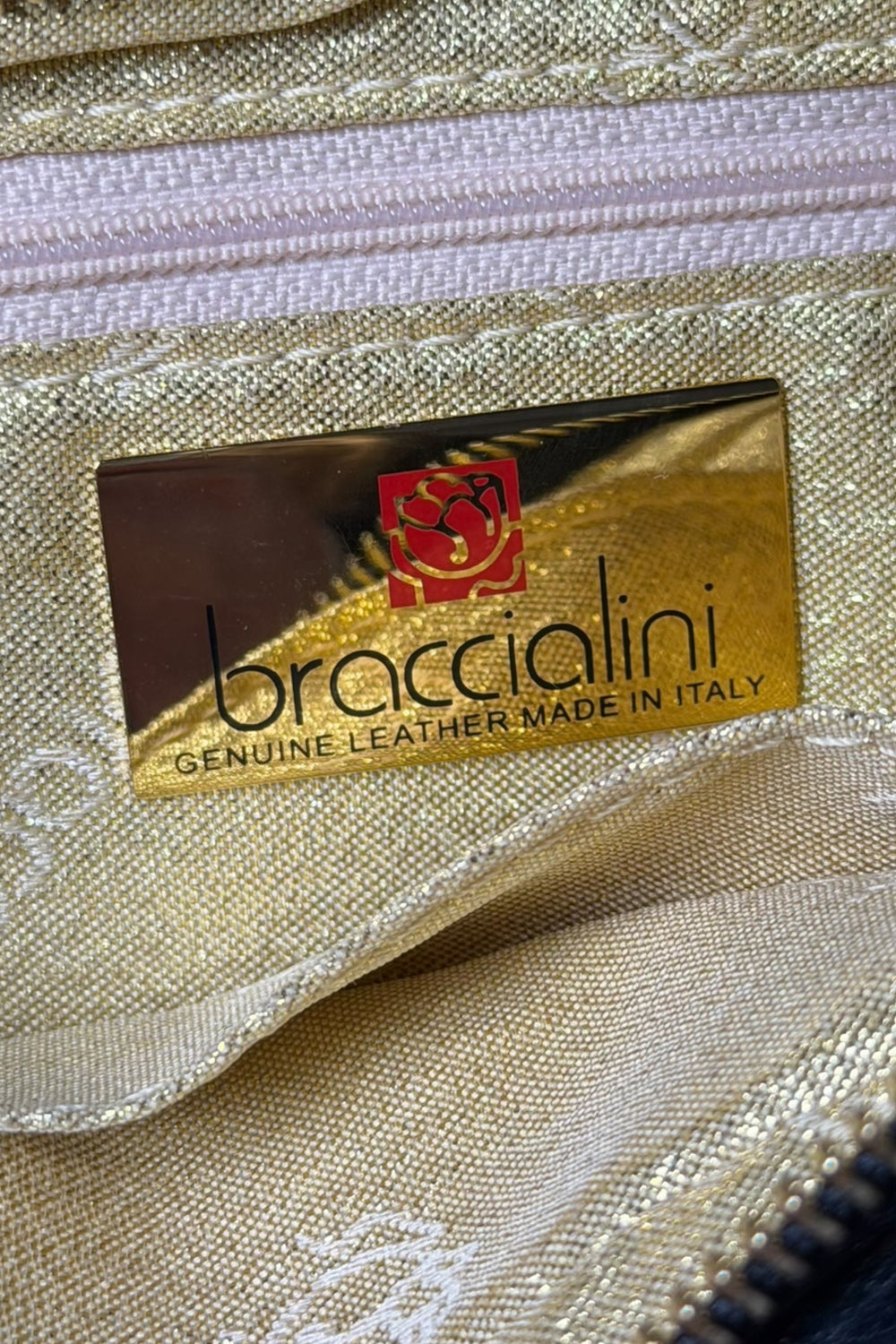 Braccialini Embossed Black Leather Shoulder Bag with Crossbody Strap | Italian Vintage