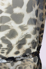 Roberto Cavalli Leopard Print Sheer Tunic Top with Waist Tie | Italian Secondhand