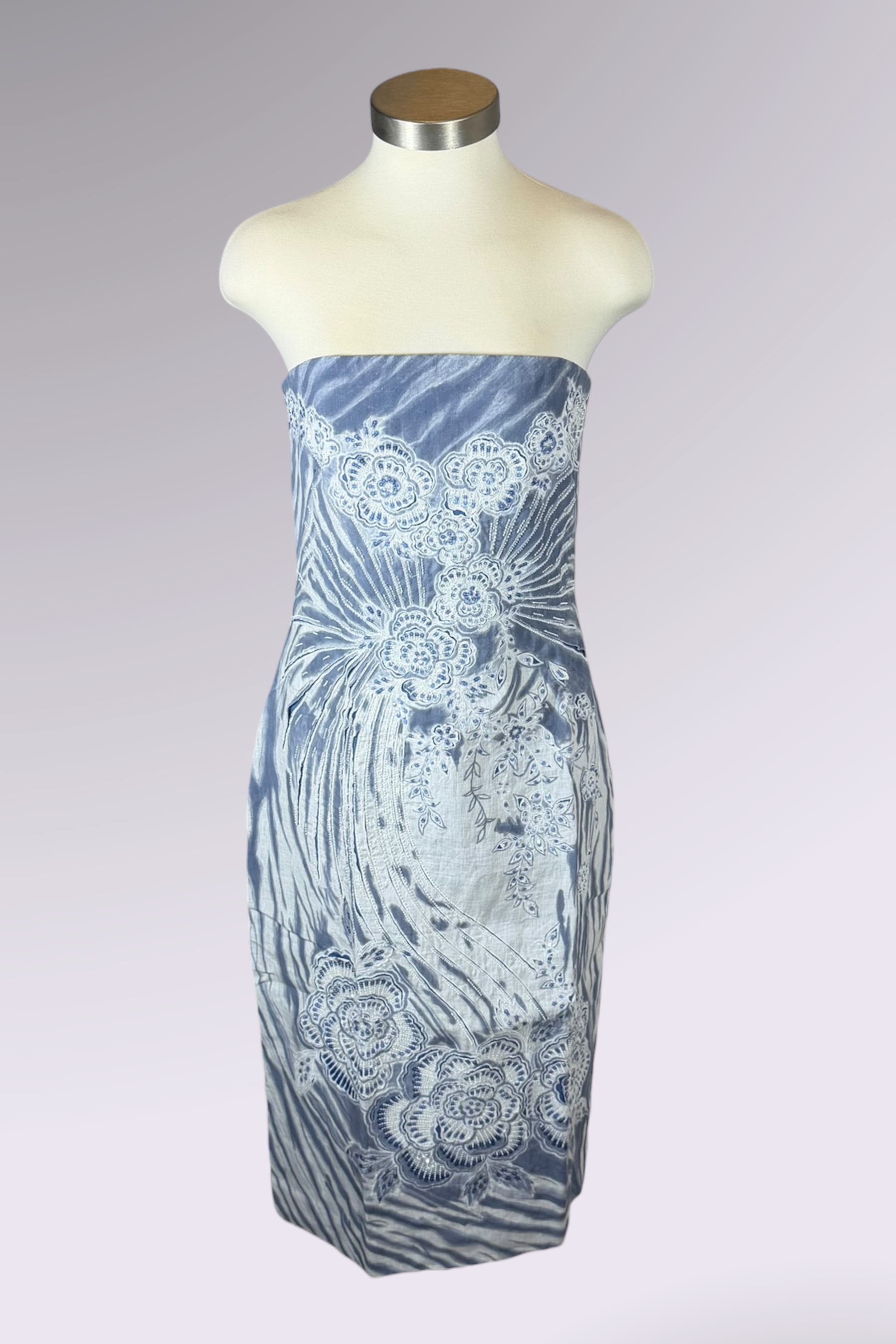 COMING SOON: Ralph Lauren Purple Label Beaded Linen Strapless Dress with Scarf | American Secondhand