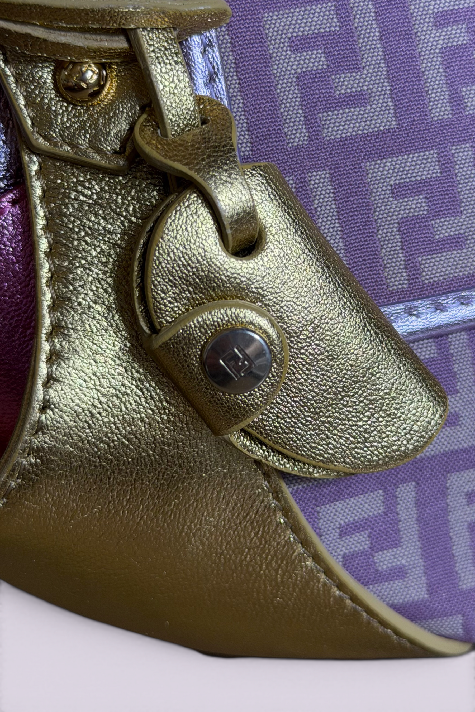 Fendi Zucchino Metallic Leather Shoulder Bag | Italian Secondhand