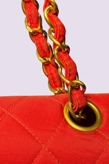 Chanel 90s Small Red Classic Single Flap Bag | French Vintage