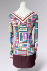 Emilio Pucci Long Sleeve Geometric Printed Top | Italian Designer Vintage