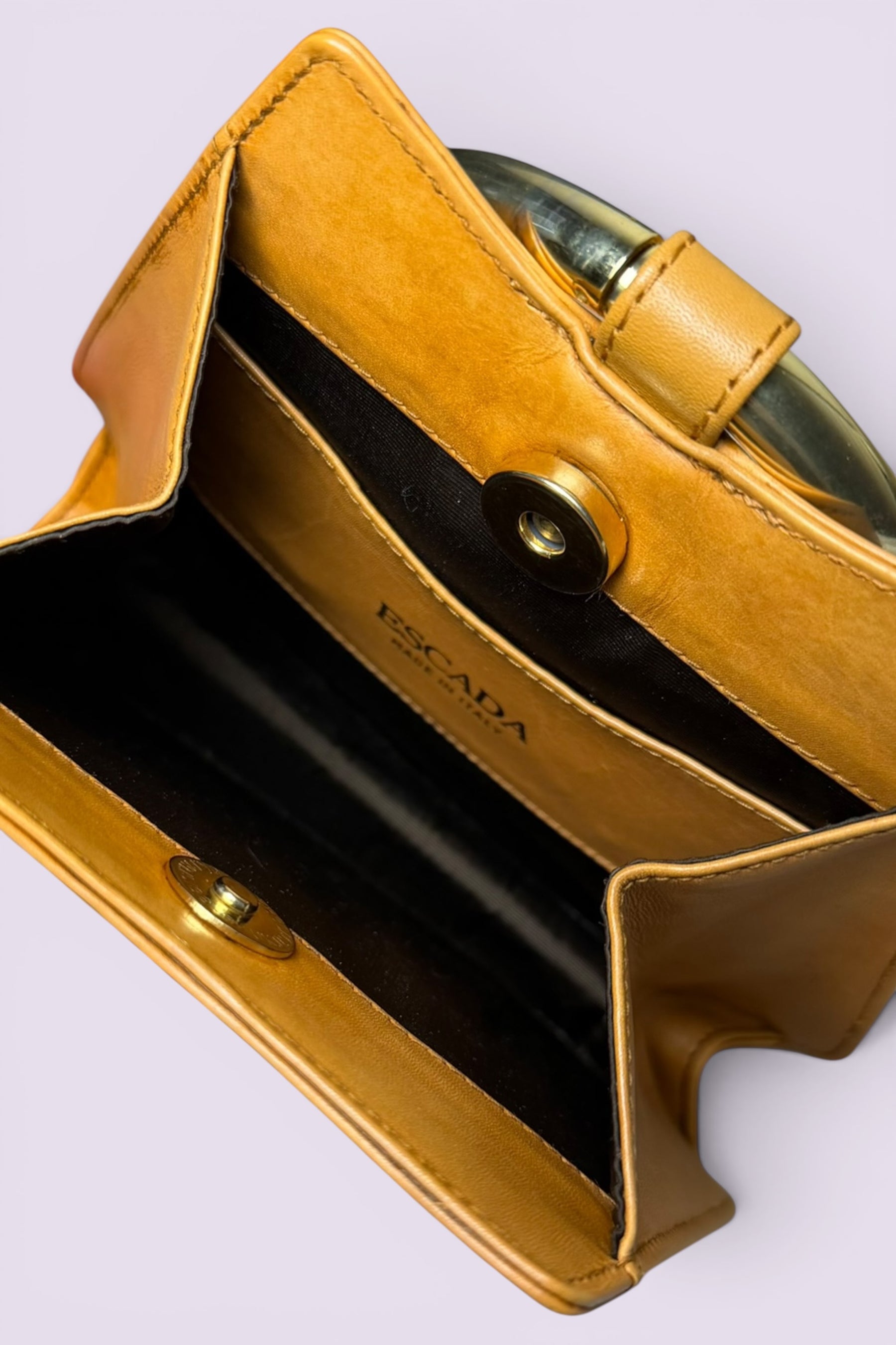 Escada Leather Ring Handle Grommet Bag | Italian Vintage