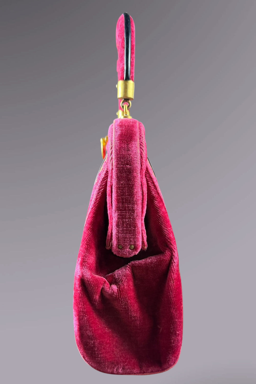 Roberta di Camerino Pink Velvet Floral Frame Bag | Italian Vintage