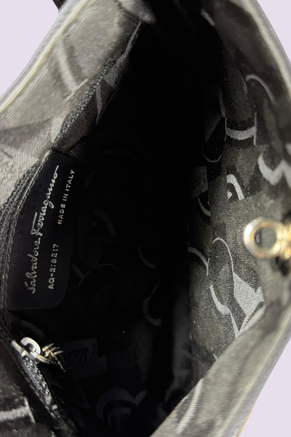 Salvatore Ferragamo Cutout Leather & Canvas Bag | Italian Secondhand