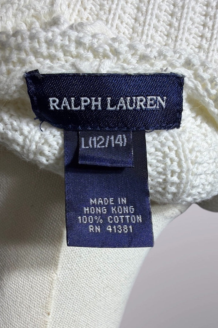 Ralph Lauren Ruffle Knit Tie-Front Sweater | American Vintage