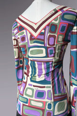 Emilio Pucci Long Sleeve Geometric Printed Top | Italian Designer Vintage