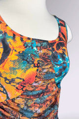 Issey Miyake Abstract Print Ruched Tank Top | Japanese Vintage