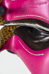 COMING SOON: EMANUEL UNGARO BROWN VELVET CROC-EMBOSSED STILETTO BOOTS | FRENCH SECONDHAND