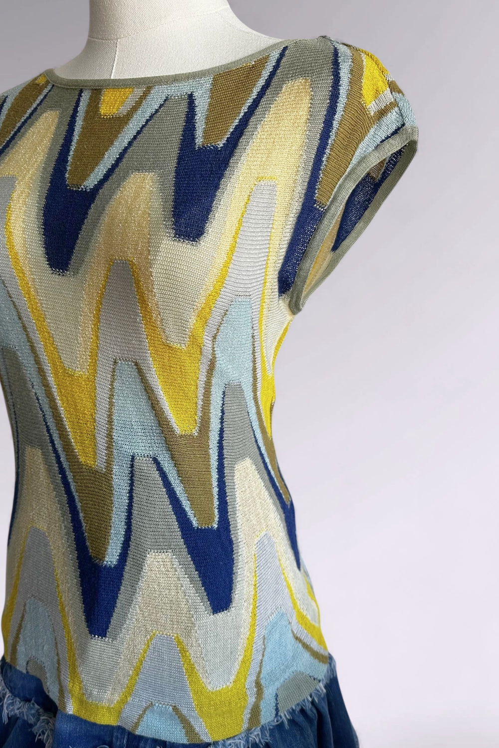 Missoni Chevron Cap Sleeve Knit Top | Italian Vintage