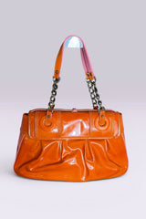 Fendi Orange Patent Vernice Chain Shoulder Bag | Italian Secondhand