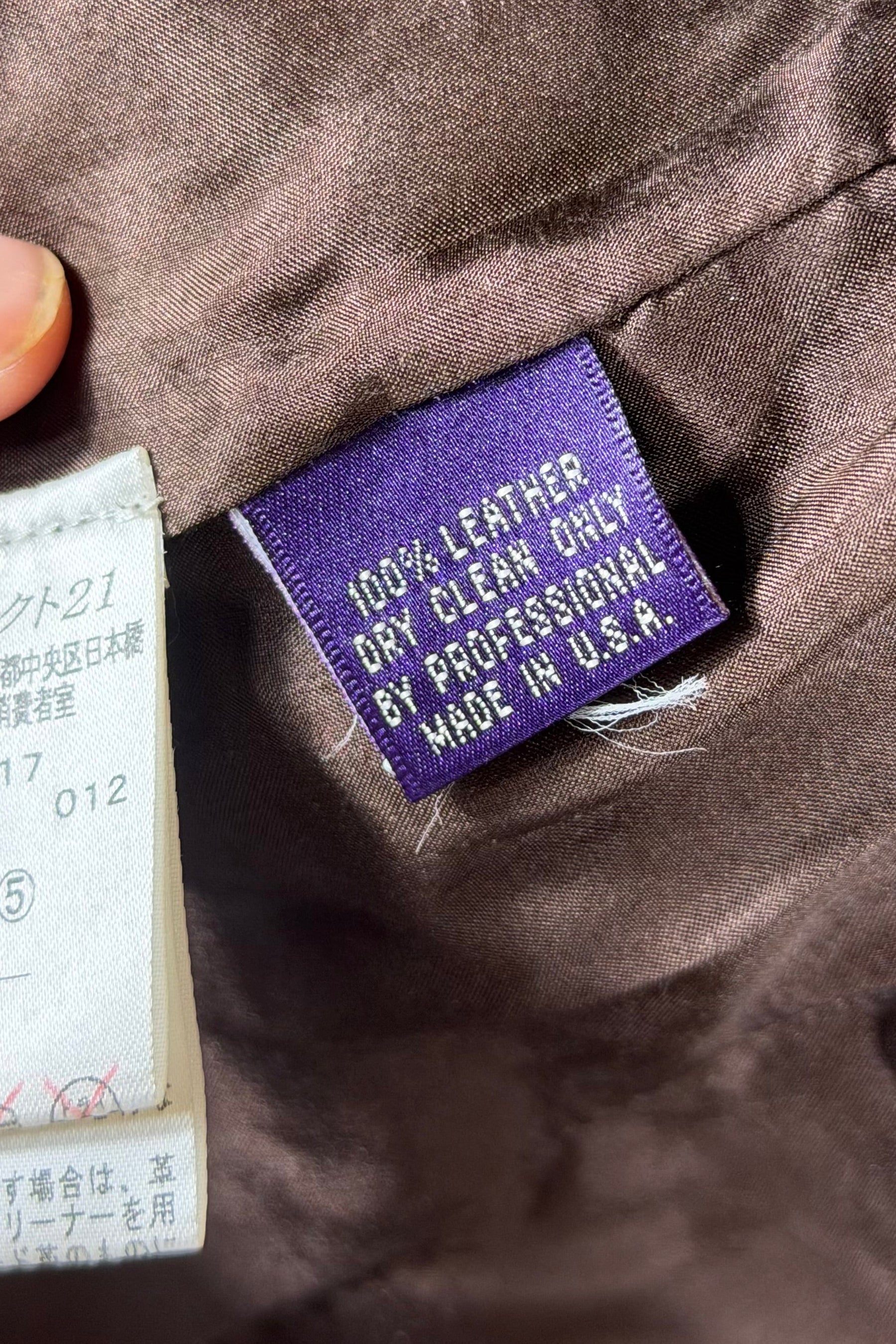 Ralph Lauren Purple Label Brown Leather Jacket | American Vintage