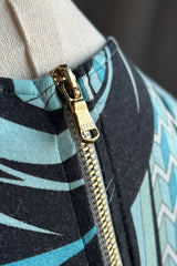 Emilio Pucci Aqua Geometric Print Tee | Italian Designer Vintage