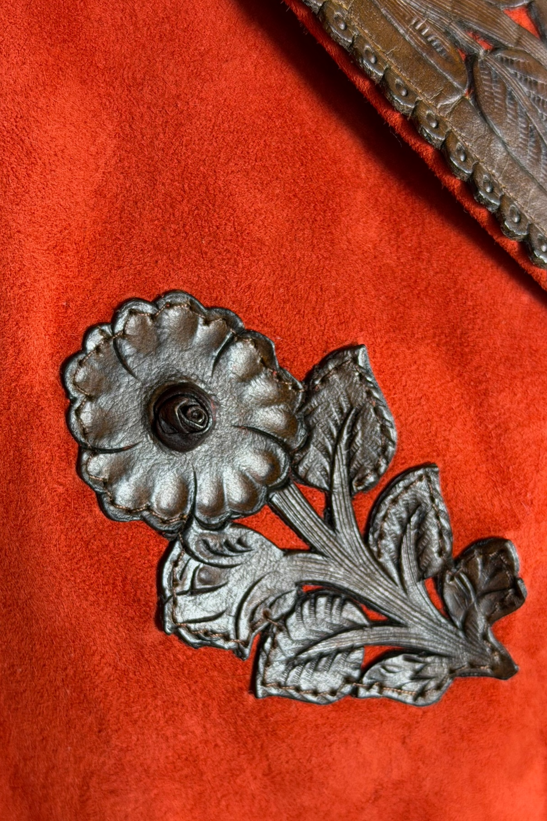 COMING SOON: Ralph Lauren Purple Label Red Suede Leather Appliqué Jacket | American Vintage