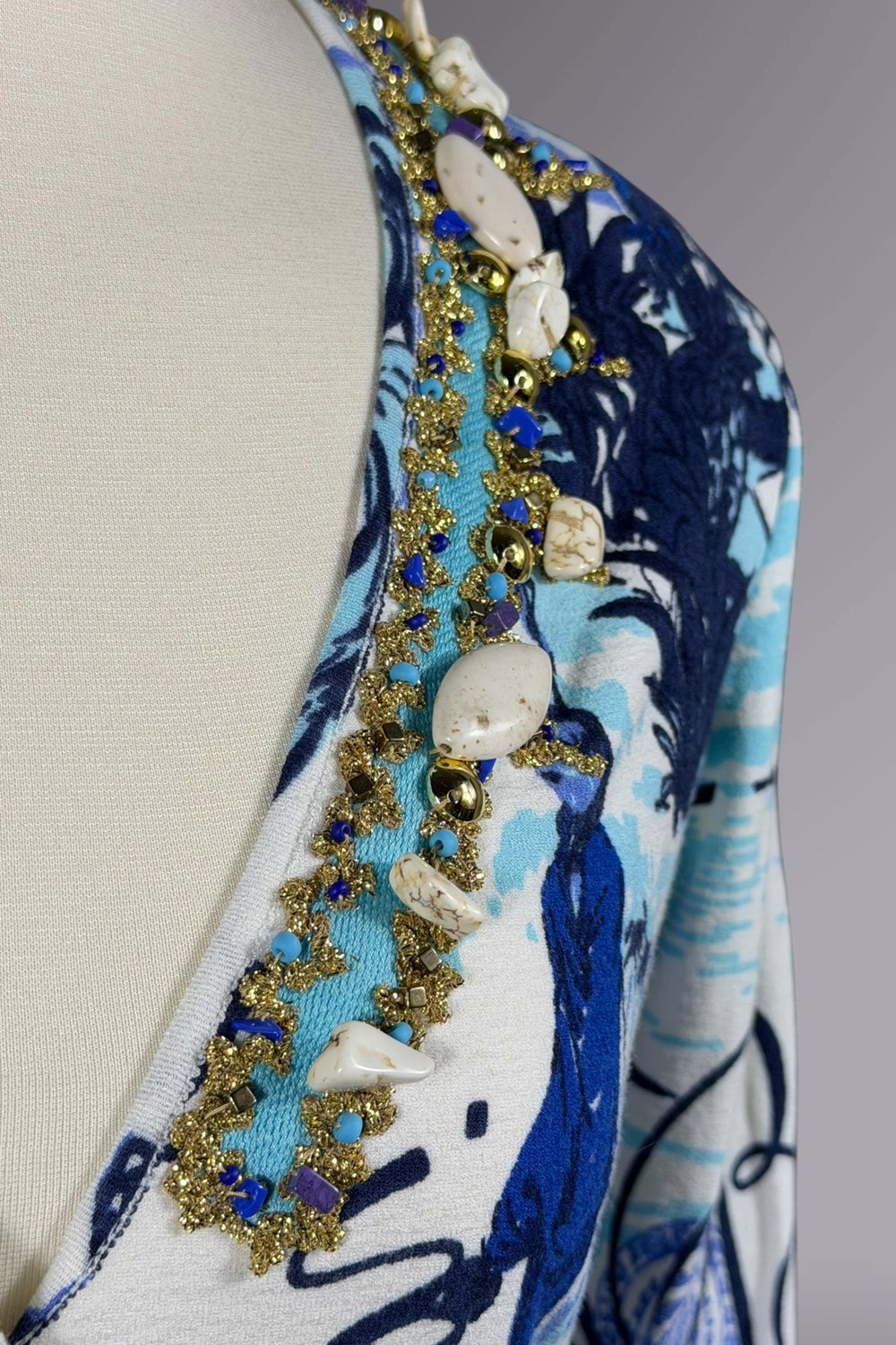 Blumarine Beaded Travel Print Cardigan | Italian Vintage