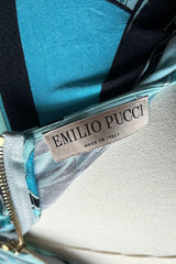 Emilio Pucci Aqua Geometric Print Tee | Italian Designer Vintage