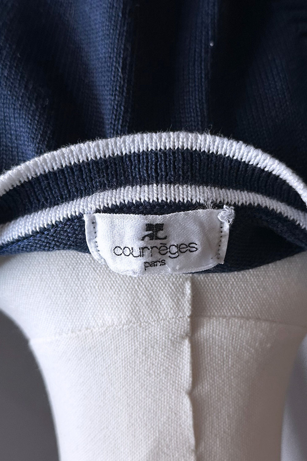 Courrèges Navy Embroidered Knit Top | French Vintage