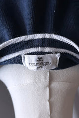 Courrèges Navy Embroidered Knit Top | French Vintage