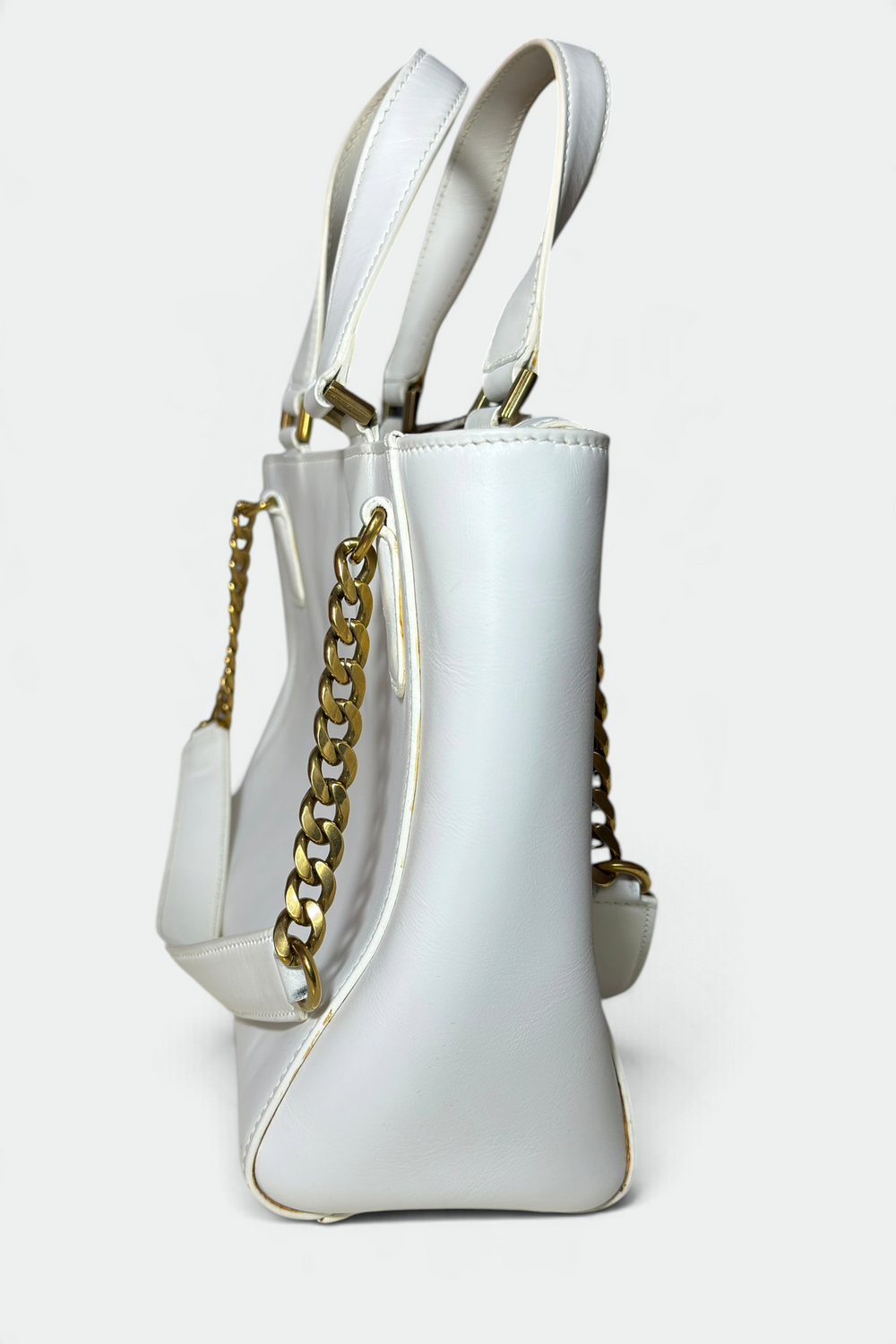 COMING SOON: JIMMY CHOO WHITE LEATHER ZEBRA PRINT CALF HAIR CHAIN BAG | BRITISH SECONDHAND