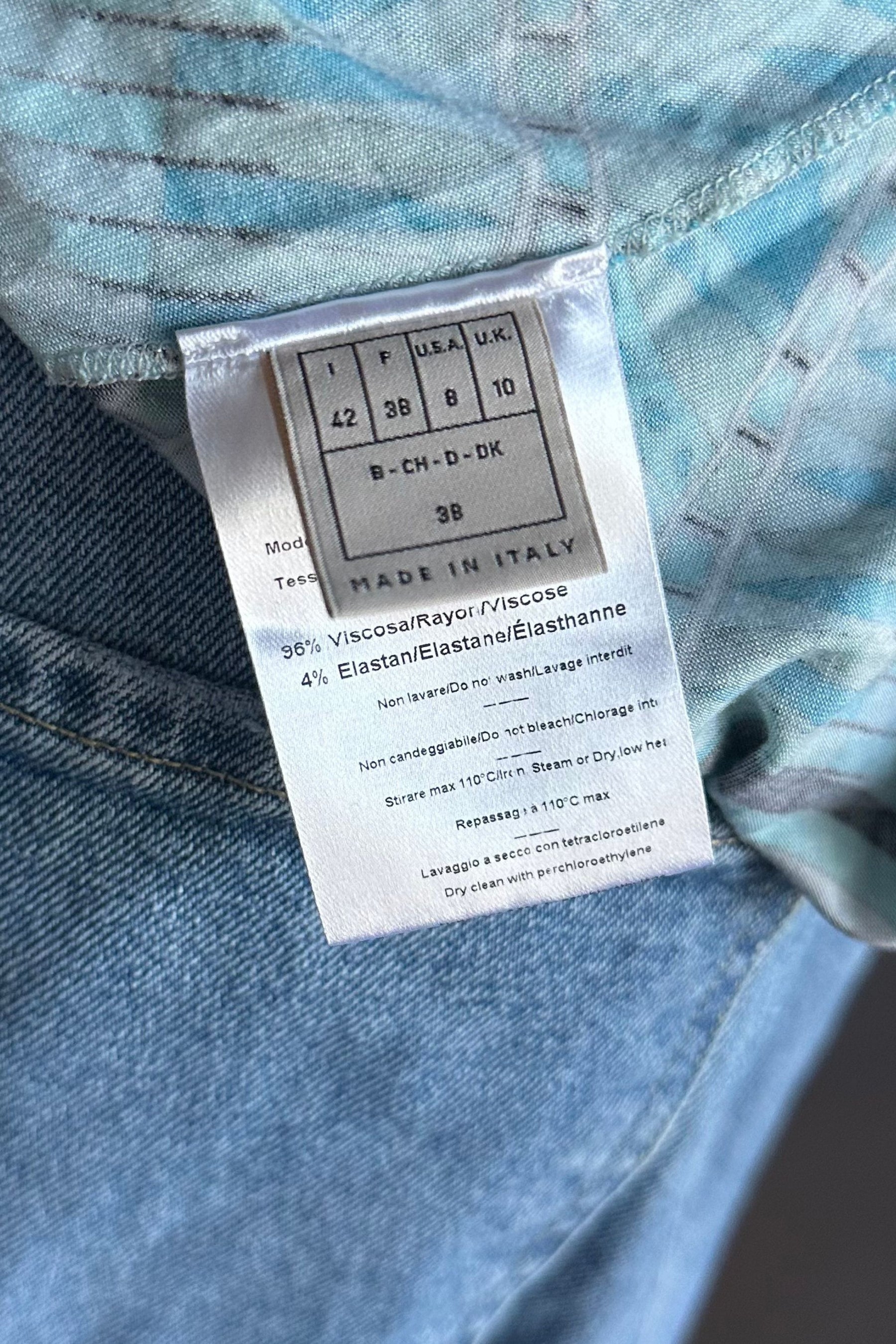 Emilio Pucci Aqua Geometric Print Tee | Italian Designer Vintage