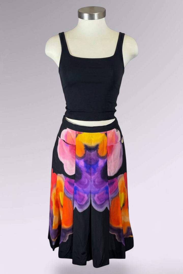 Chanel Abstract Print Silk Pleated Skirt | Runway Archive