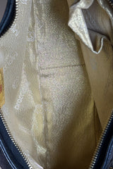 Braccialini Embossed Black Leather Shoulder Bag with Crossbody Strap | Italian Vintage