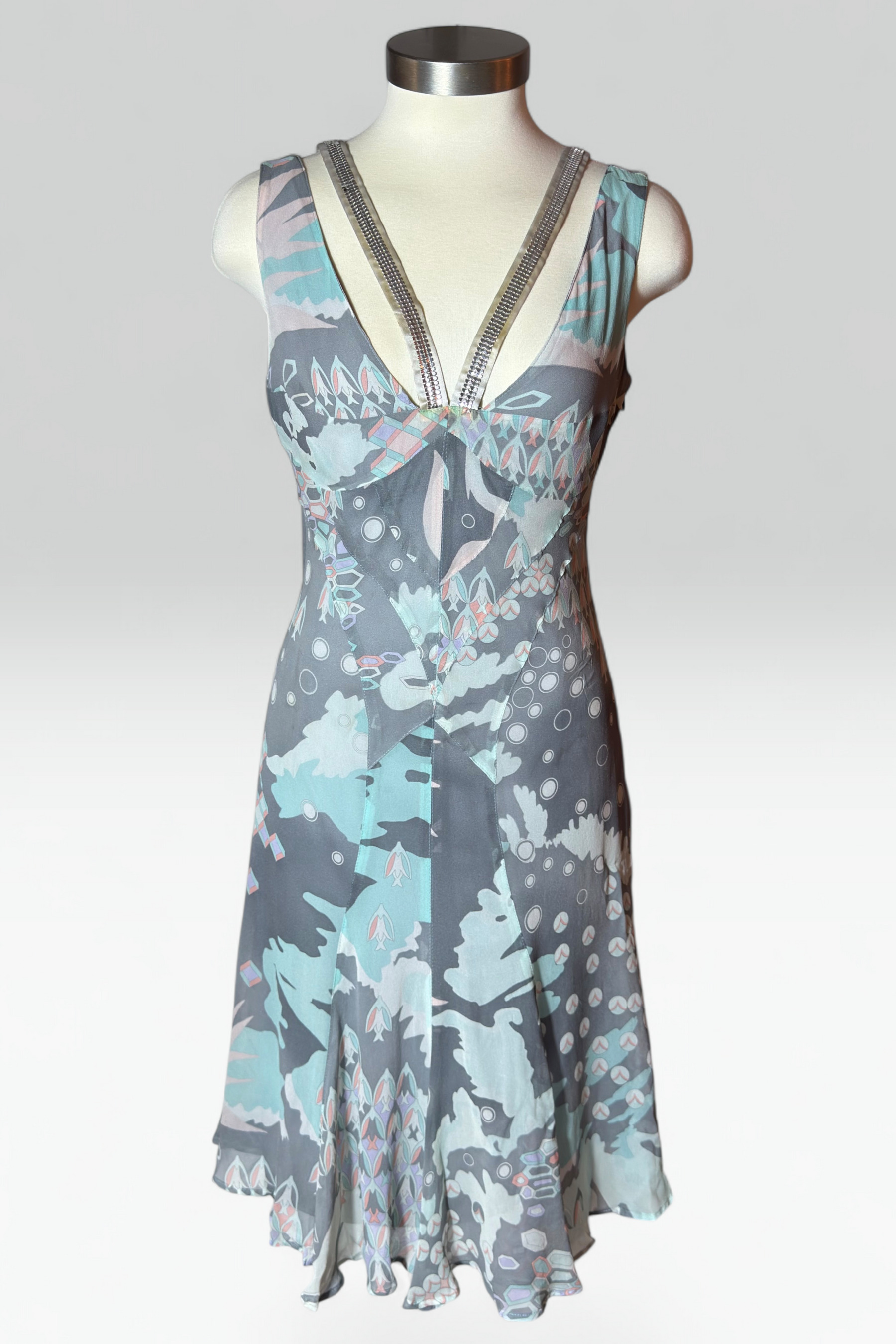 Coming soon: Versace Jeans Couture Printed Silk Embellished Strap Dress