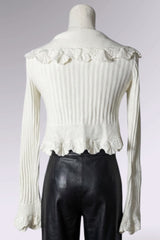Ralph Lauren Ruffle Knit Tie-Front Sweater | American Vintage