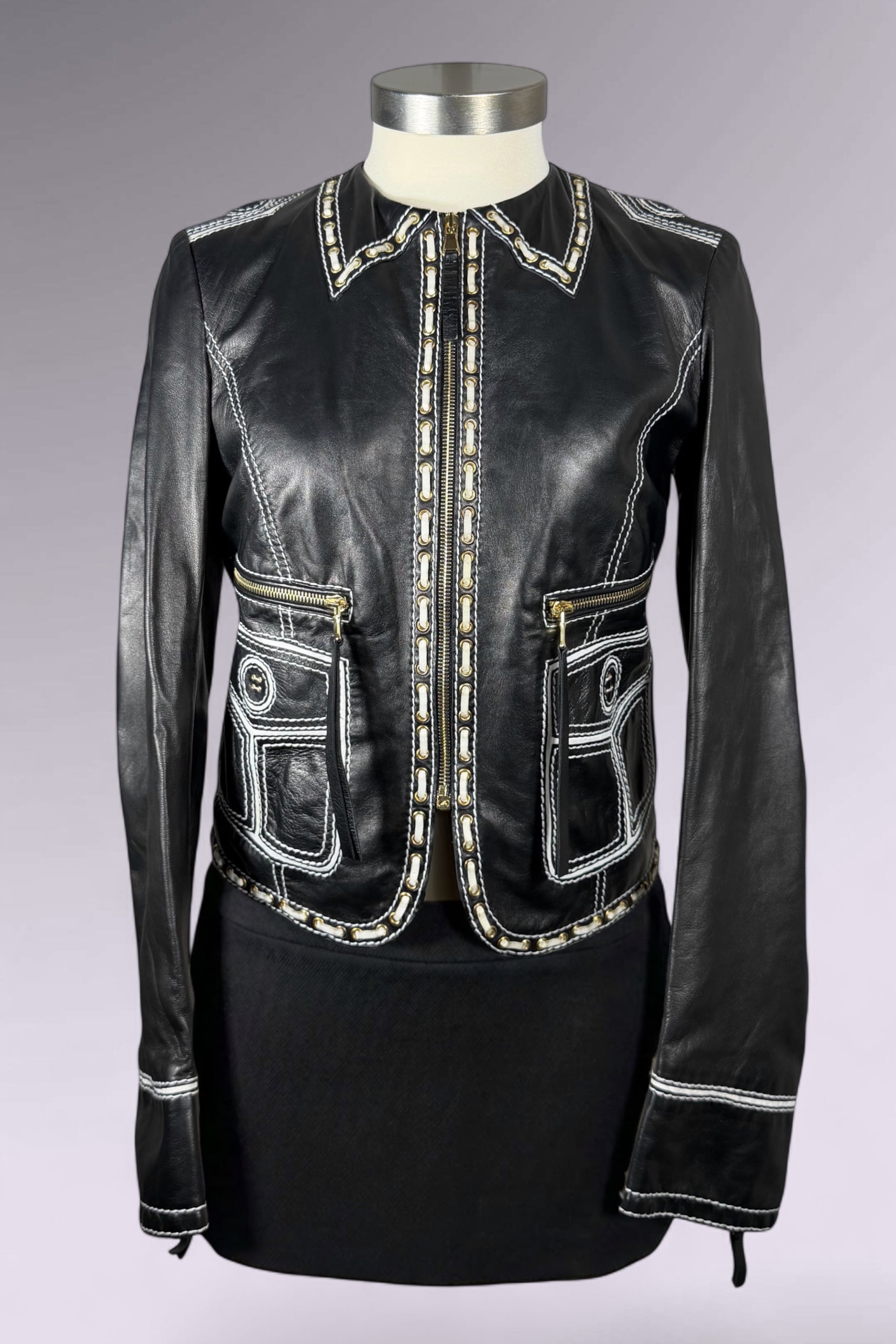 Roberto Cavalli Leather Trompe L’oeil Jacket | Italian Vintage