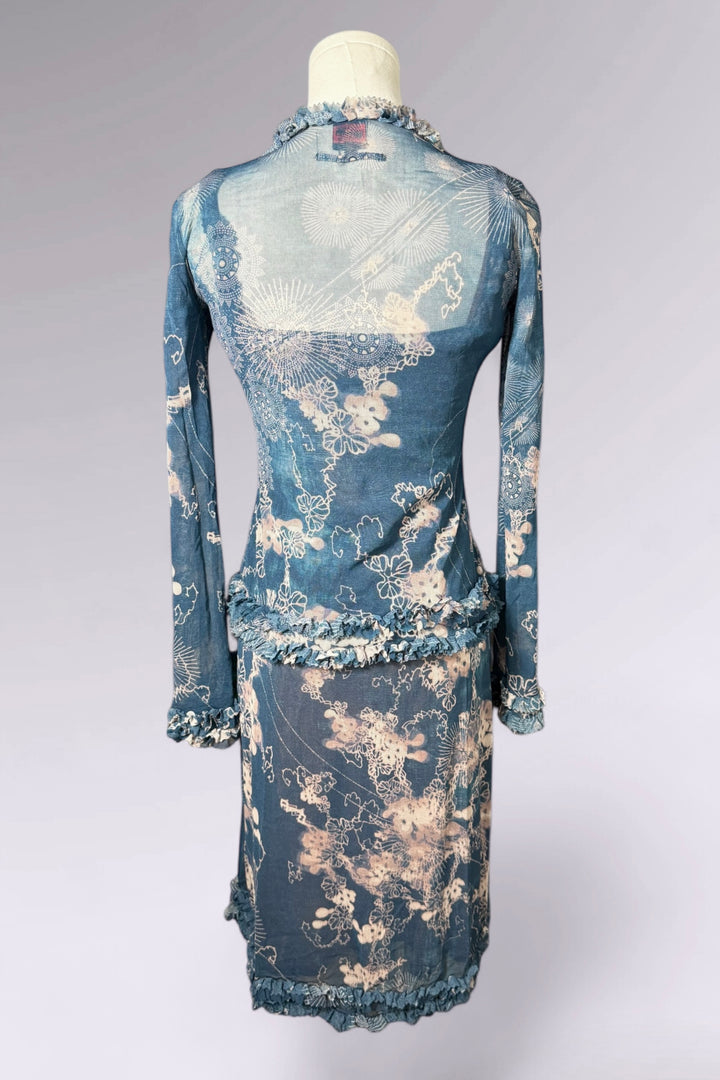 Jean Paul Gaultier Floral Mesh Dress Set | French Designer Vintage