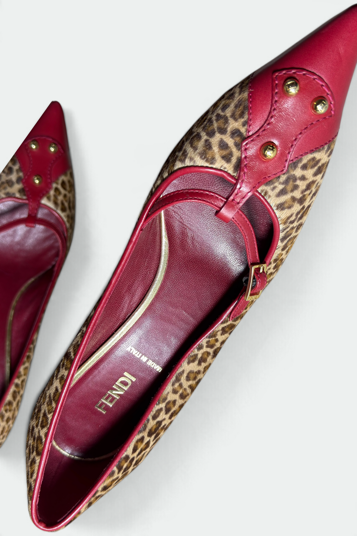 COMING SOON: FENDI LEOPARD PRINT RED LEATHER T-STRAP KITTEN HEELS | ITALIAN SECONDHAND