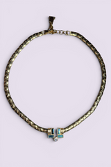LANVIN Blue Crystal Gold Chain Necklace | French Vintage