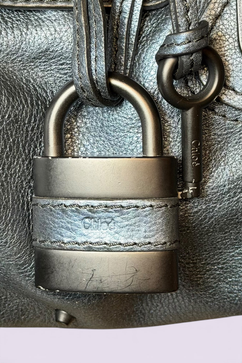 Chloe Paddington Metallic Blue Leather Bag | French Secondhand