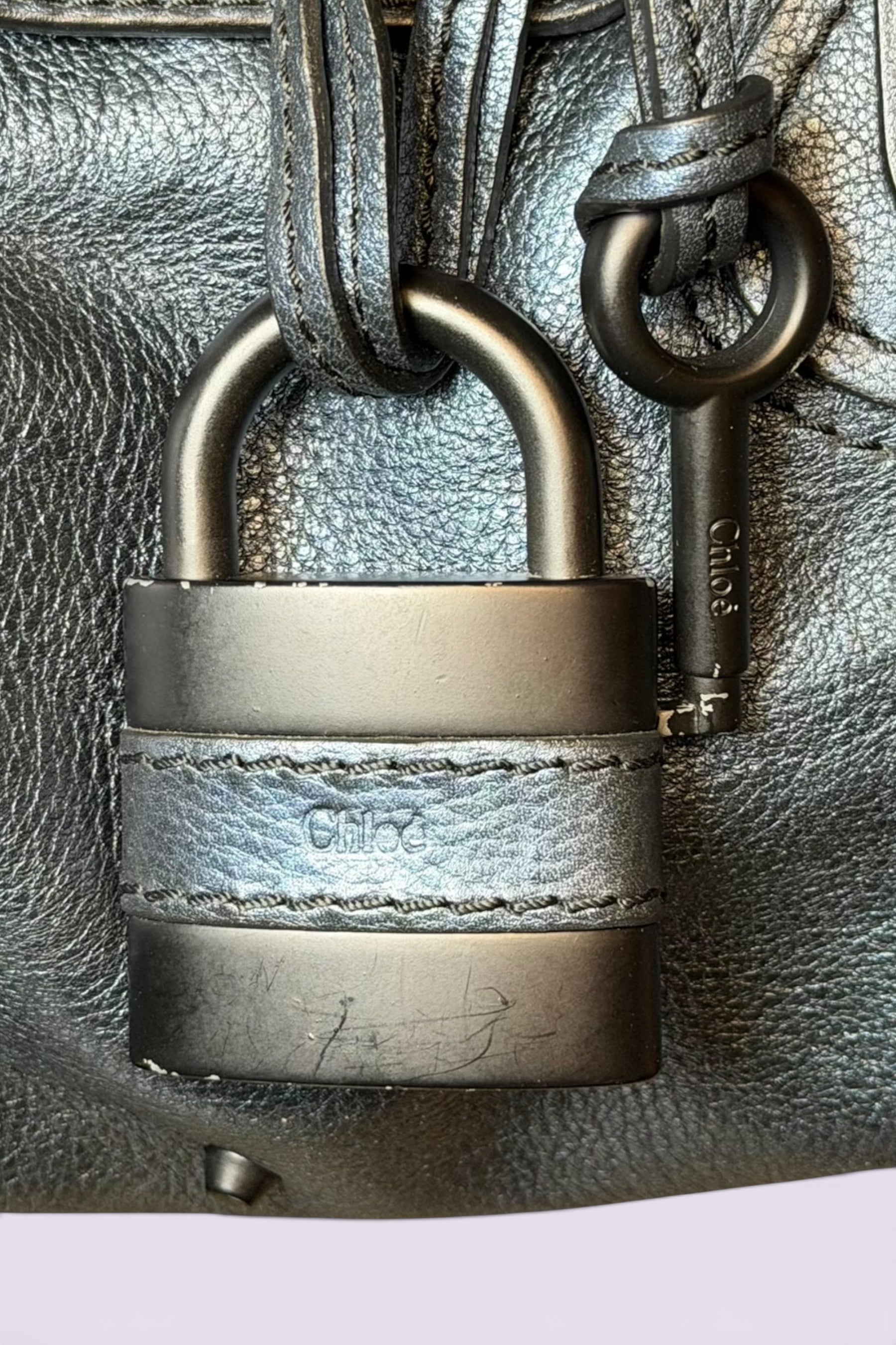 Chloe Paddington Metallic Blue Leather Bag | French Secondhand