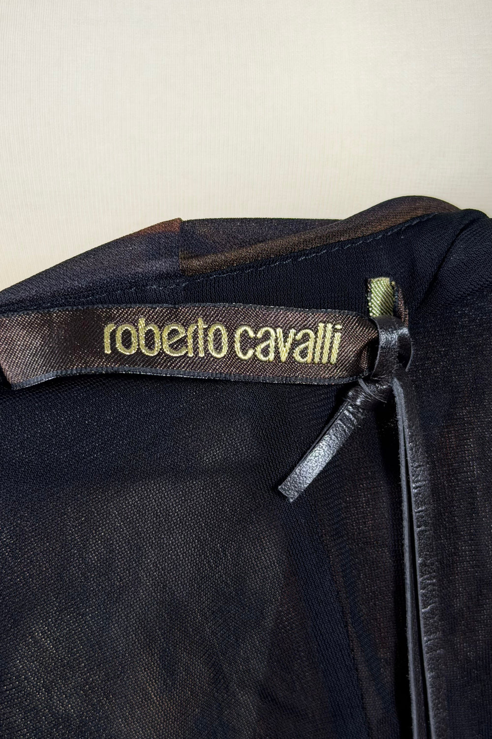 Roberto Cavalli Abstract Animal Print Cutout Mesh Top | Italian Secondhand