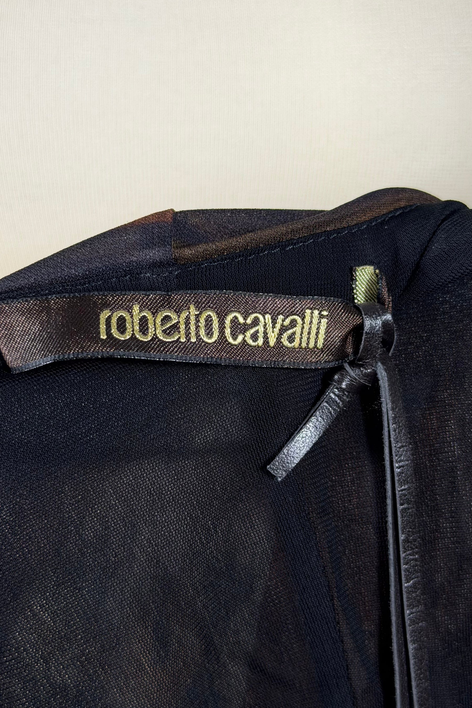 Roberto Cavalli Abstract Animal Print Cutout Mesh Top | Italian Secondhand