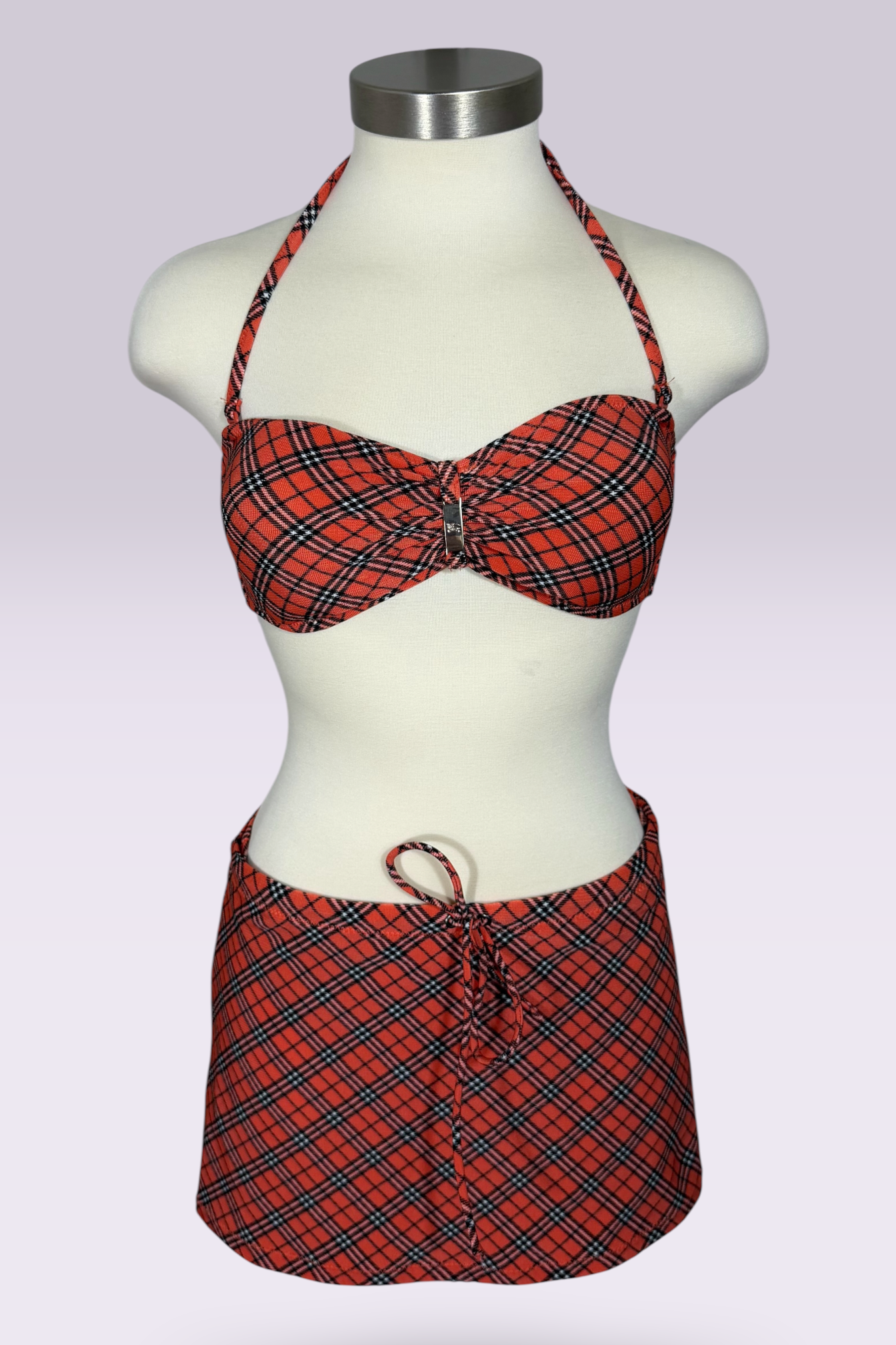 Burberry Blue Label Nova Check Multiway Bandeau 3-Piece Bikini Set with Cover-Up Skirt | British Secondhand