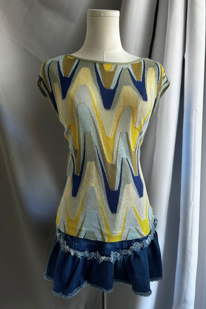 Missoni Chevron Cap Sleeve Knit Top | Italian Designer Vintage