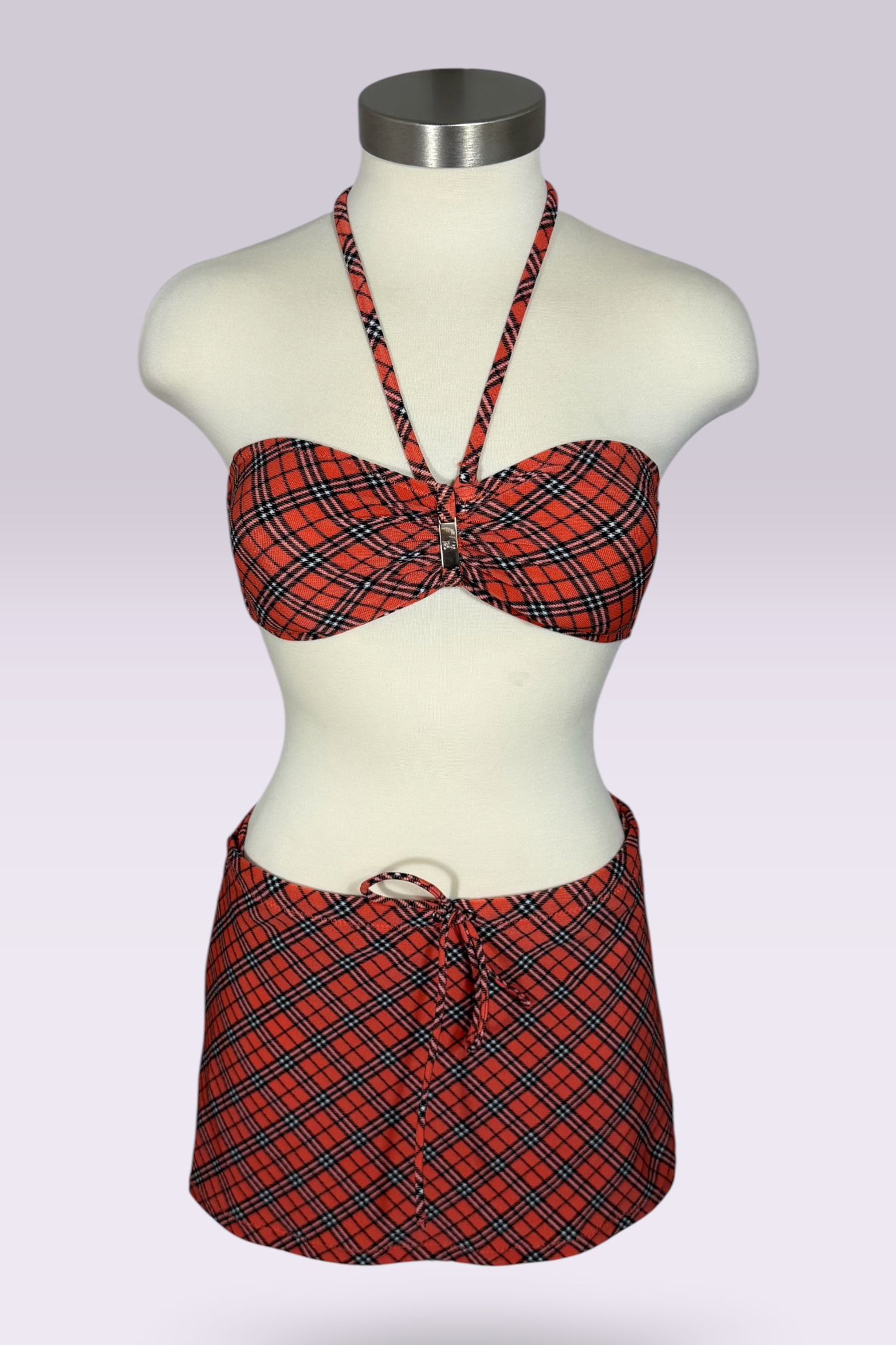 Burberry Blue Label Nova Check Multiway Bandeau 3-Piece Bikini Set with Cover-Up Skirt | British Secondhand