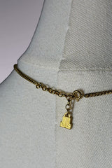 Lanvin Gold-Tone V Pendant Choker Necklace | French Vintage