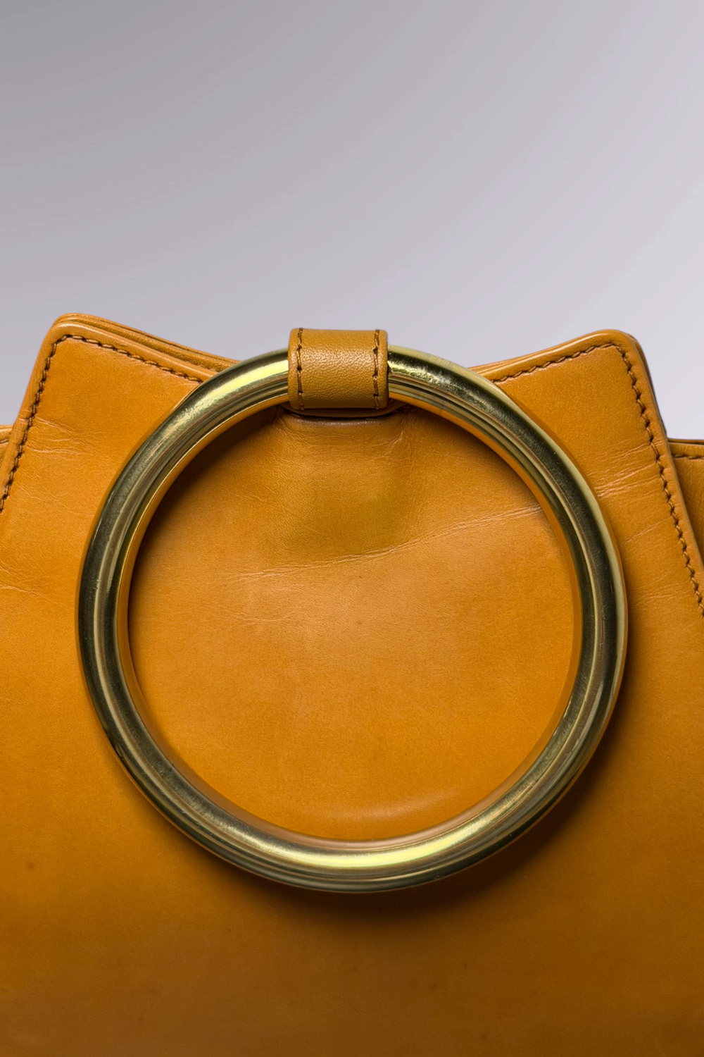 Escada Leather Ring Handle Grommet Bag | Italian Vintage