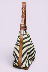 Ralph Lauren Zebra Print Canvas Hobo Bag | American Secondhand