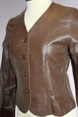 Ralph Lauren Purple Label Brown Leather Jacket | American Vintage