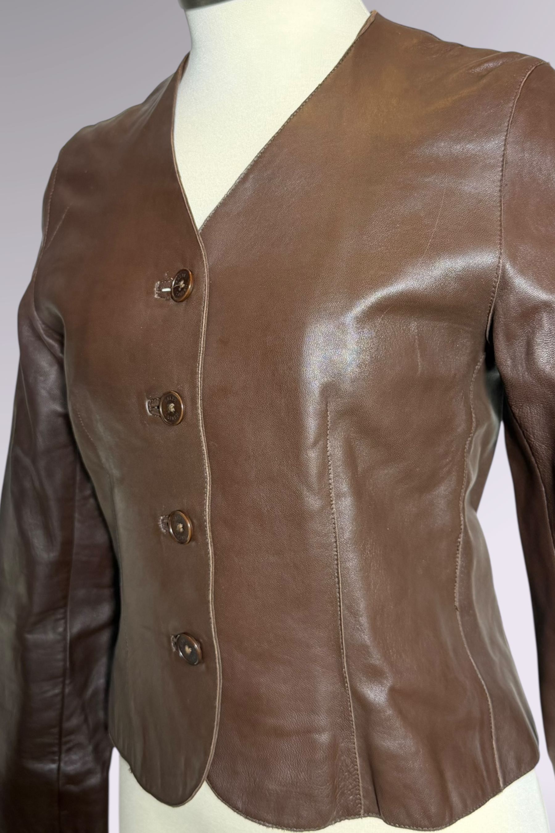 Ralph Lauren Purple Label Brown Leather Jacket | American Vintage