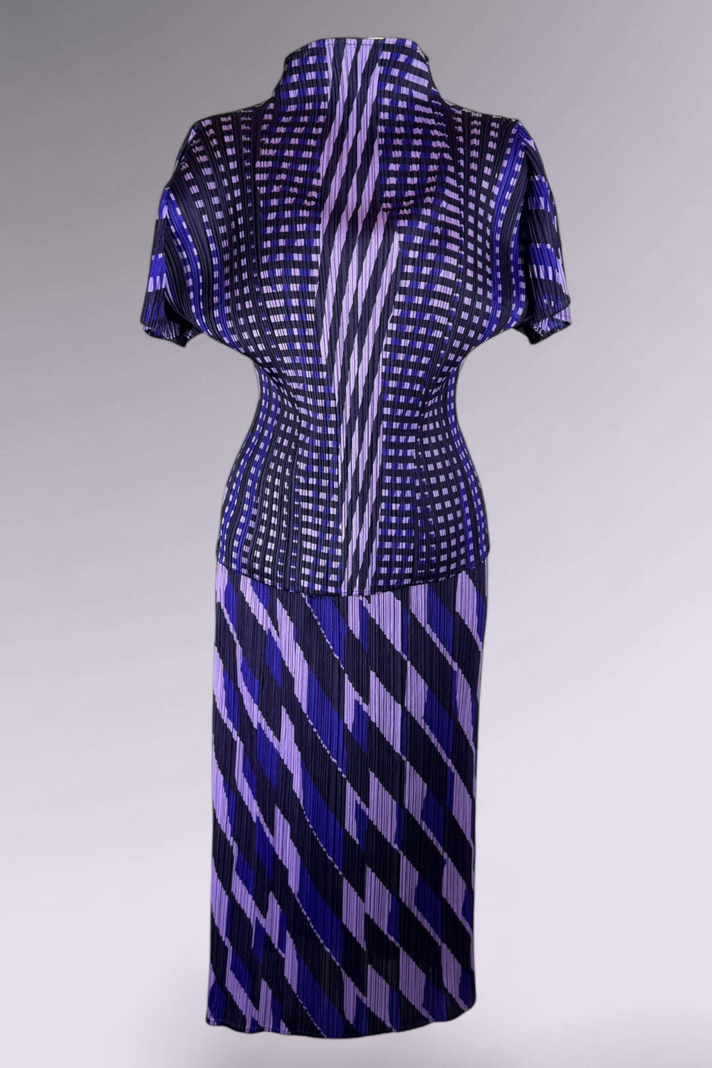 Pleats Please Issey Miyake Printed Pleated Top and Skirt Set | Japanese Secondhand