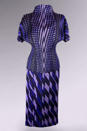 Pleats Please Issey Miyake Printed Pleated Top and Skirt Set | Japanese Secondhand
