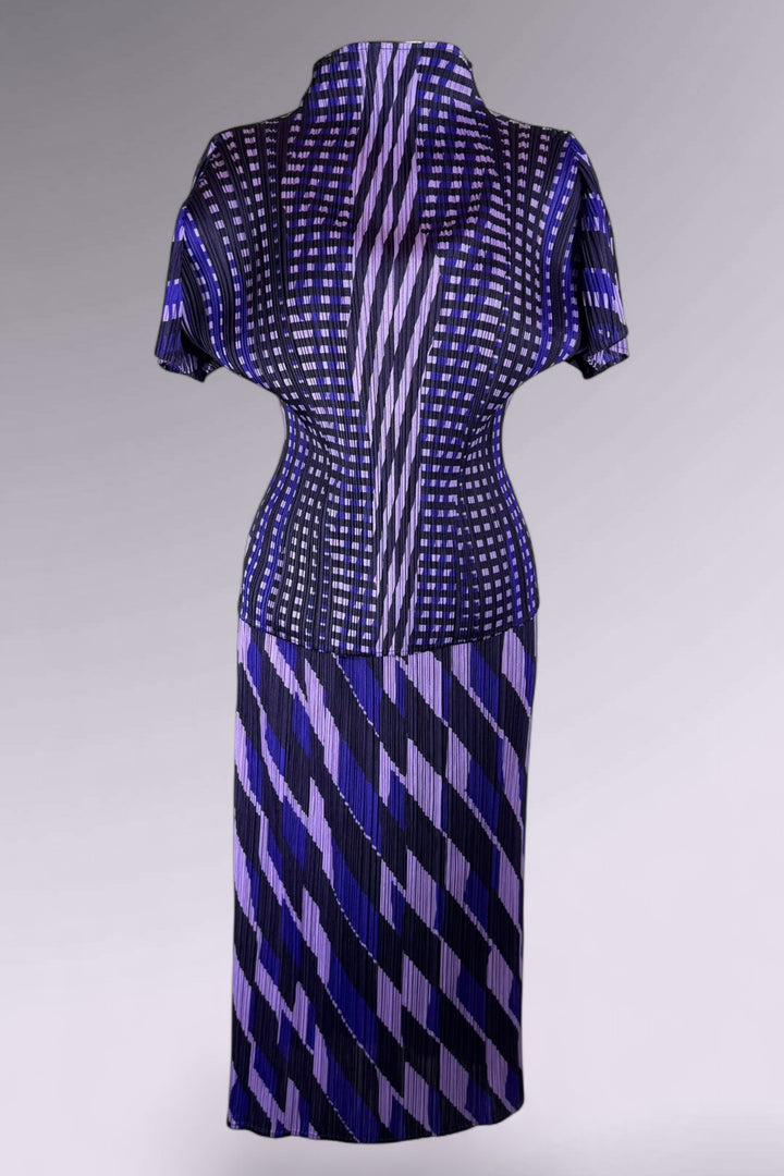 Pleats Please Issey Miyake Printed Pleated Top and Skirt Set | Japanese Secondhand