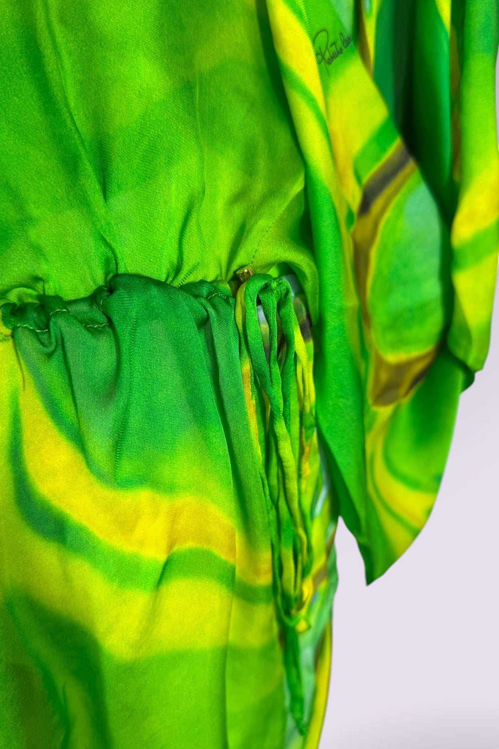 Roberto Cavalli 1996 Green Abstract Silk Hooded Tunic | Italian Vintage