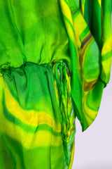 Roberto Cavalli 1996 Green Abstract Silk Hooded Tunic | Italian Vintage