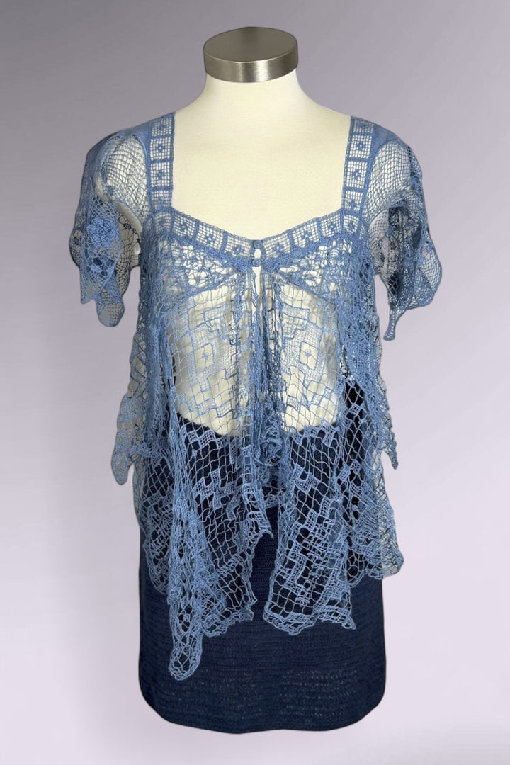 Ralph Lauren Crochet Lace Short Sleeve Top | American Secondhand